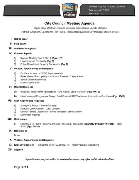 city council agenda